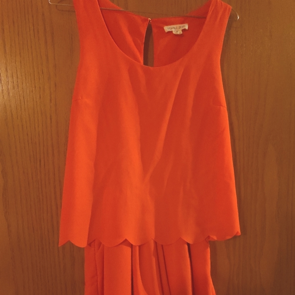Francesca's Coral Romper with Pockets